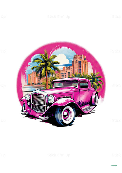 Pink Paradise Hot Rod Art Print — print preview