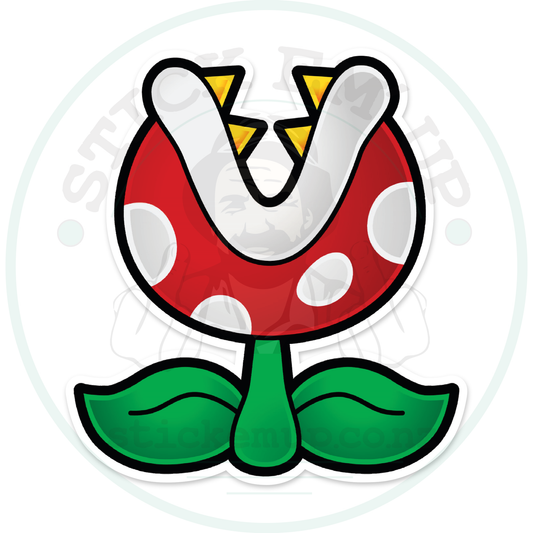 Piranha Plant Sticker – Bite First, Ask Never 🌿💥 – sticker cut contour and Stick Em’ Up watermark