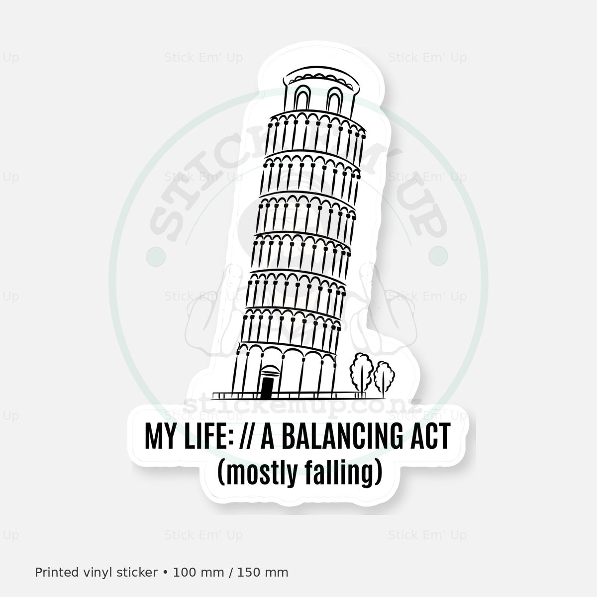 Life Is a Balancing Act Sticker — protected preview with approved Stick Em’ Up watermark