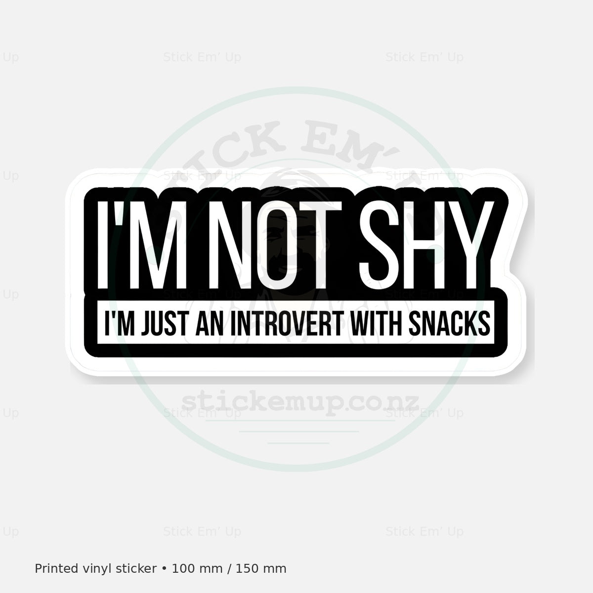 Introvert With Snacks Sticker — protected preview with approved Stick Em’ Up watermark