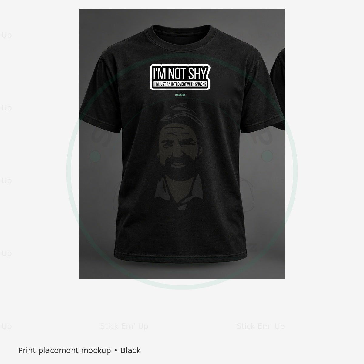 Introvert With Snacks T-Shirt — protected preview with approved Stick Em’ Up watermark
