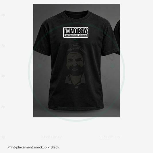 Introvert With Snacks T-Shirt — protected preview with approved Stick Em’ Up watermark