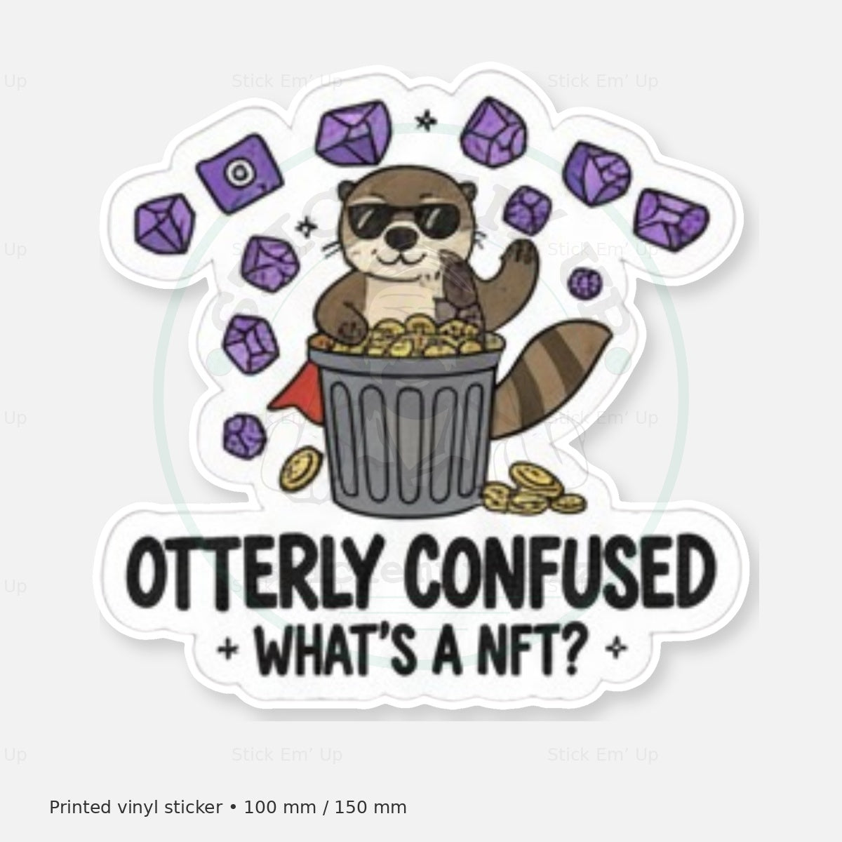 Otterly Confused Sticker — protected preview with approved Stick Em’ Up watermark