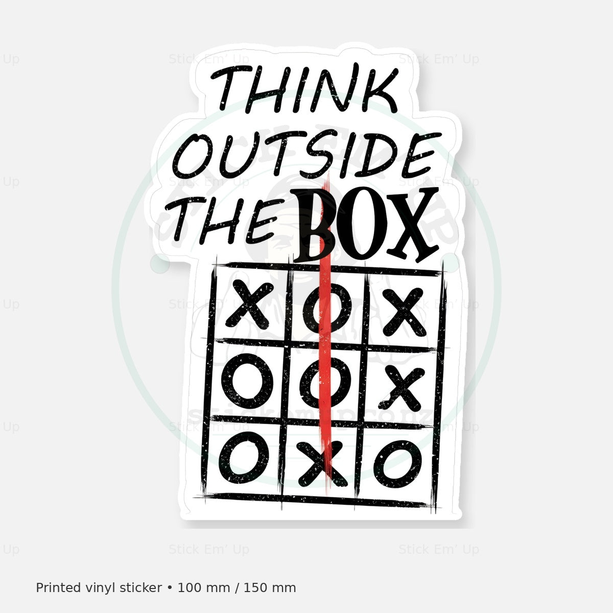 Think Outside the Box Sticker — protected preview with approved Stick Em’ Up watermark