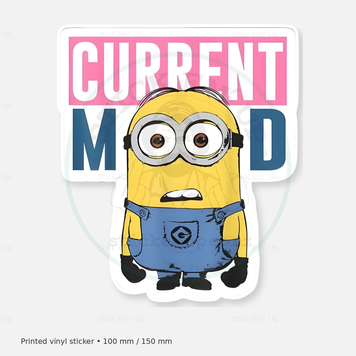 Current Mood Yellow Buddy Sticker — protected preview with approved Stick Em’ Up watermark