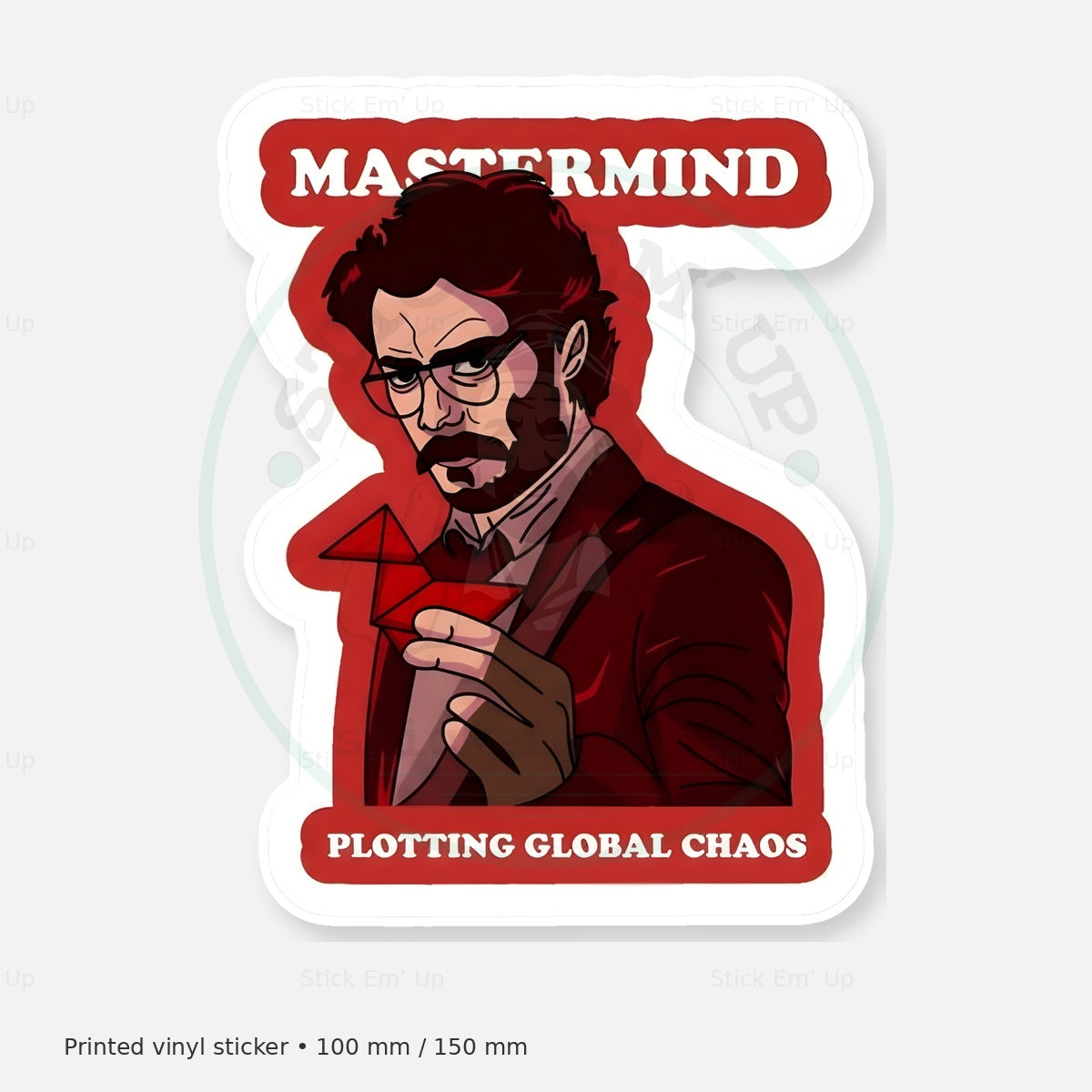 Mastermind Global Chaos Sticker — protected preview with approved Stick Em’ Up watermark