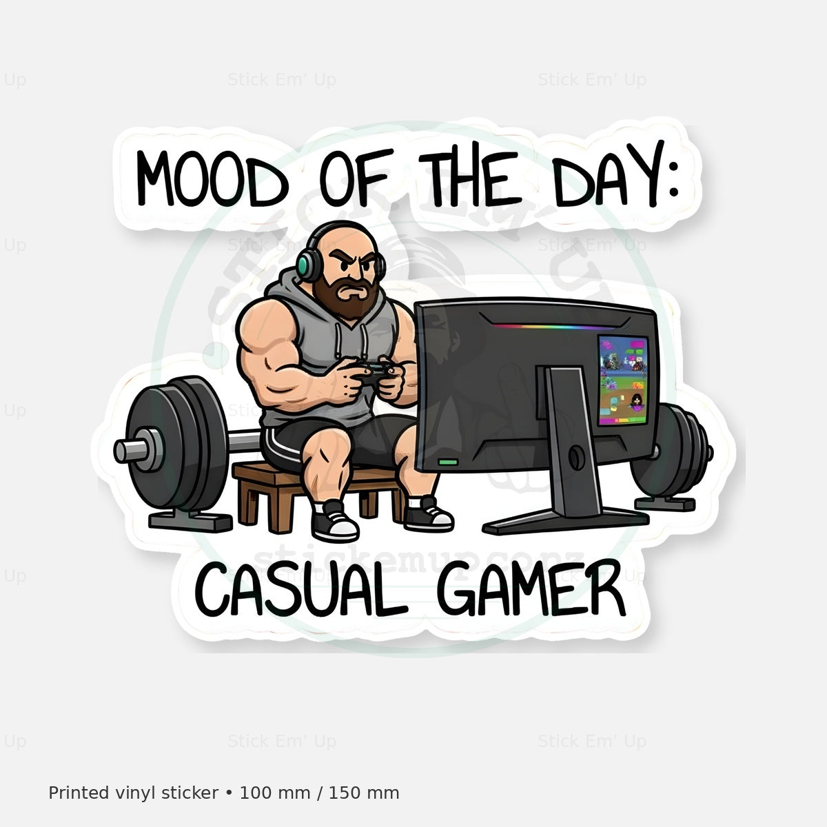 Casual Gamer Sticker — protected preview with approved Stick Em’ Up watermark