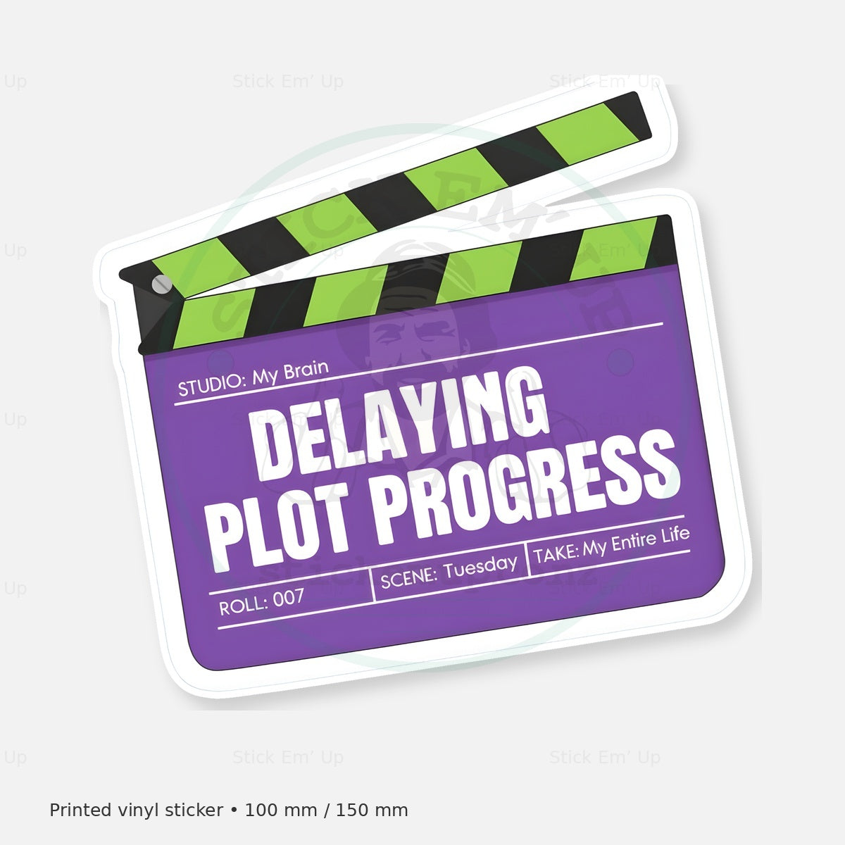 Delaying Plot Progress Sticker — protected preview with approved Stick Em’ Up watermark