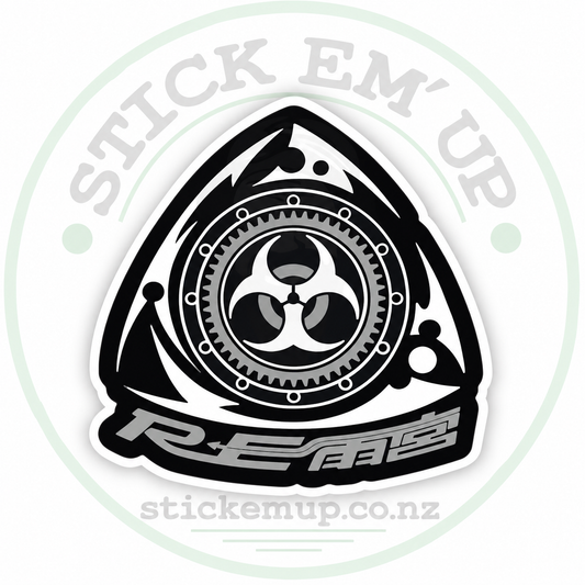 RE Rotary Rotor Sticker with Stick Em’ Up logo watermark