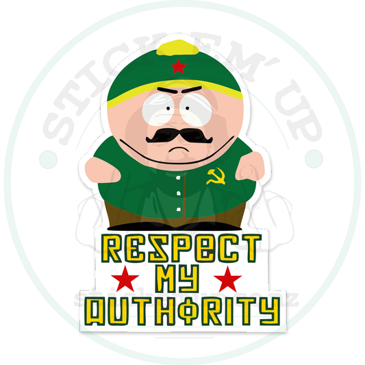 Respect My Authority Cartoon Sticker – sticker cut contour and Stick Em’ Up watermark