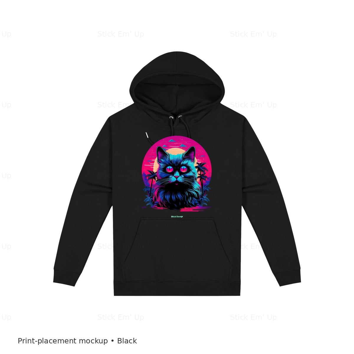 Neon Sunset Cat Hoodie — black-mockup.jpg