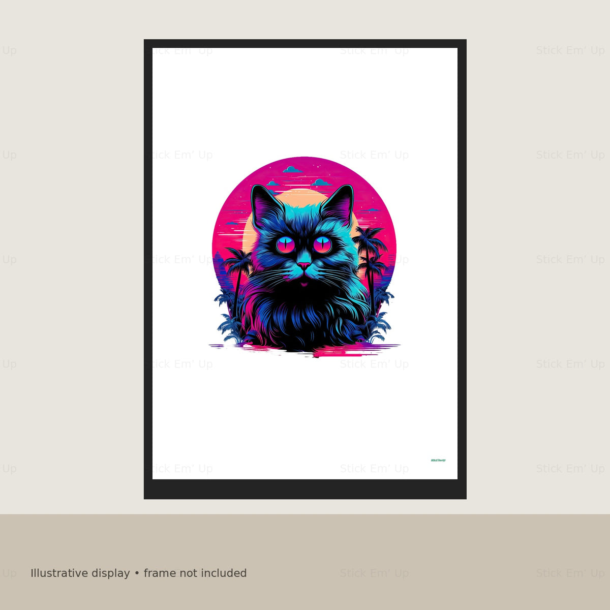 Neon Sunset Cat Art Print — print-mockup.jpg