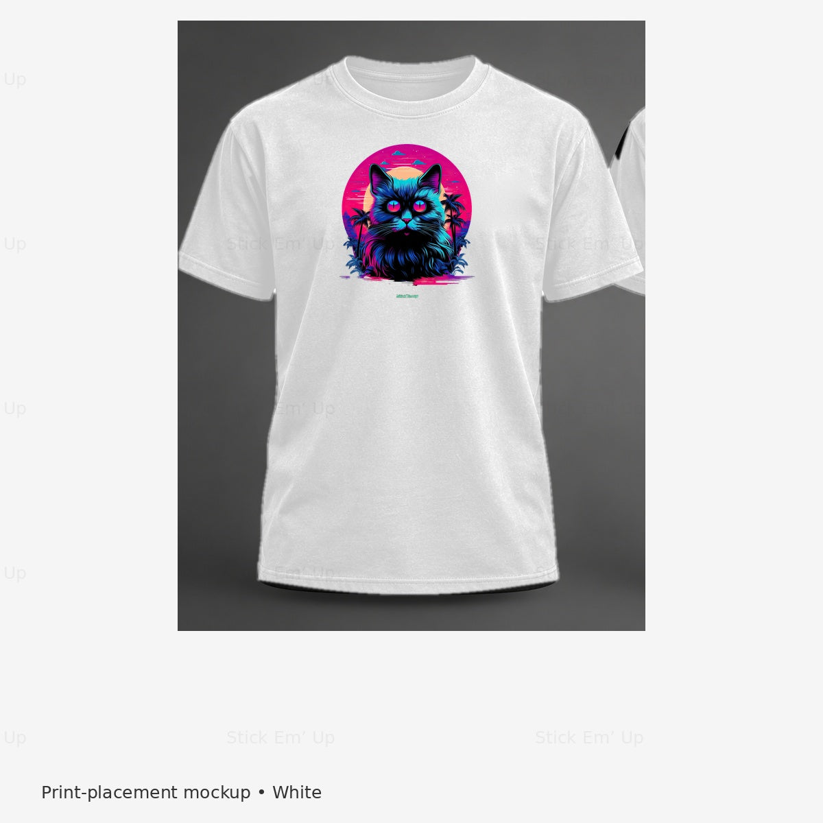 Neon Sunset Cat T-Shirt — white-mockup.jpg