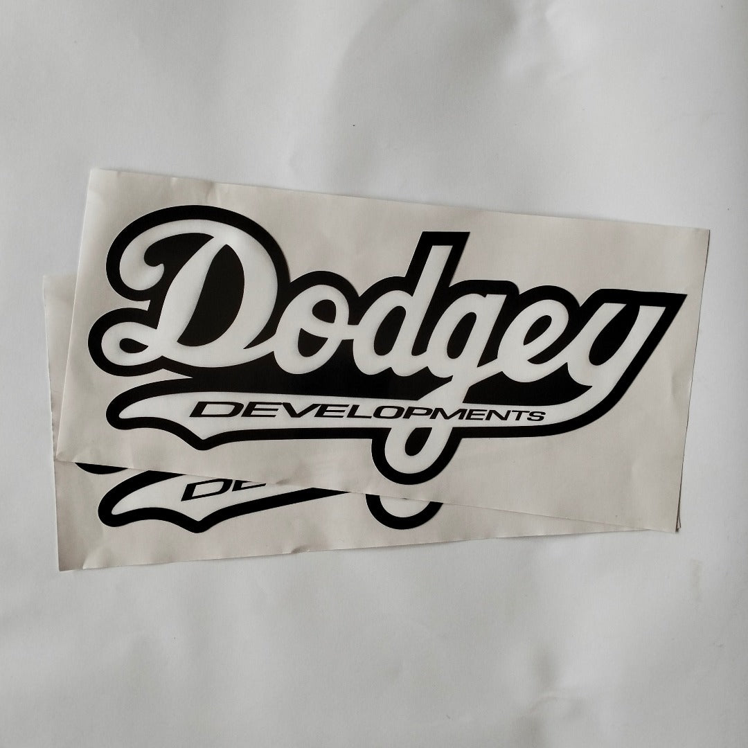 Dodgey Developments White/Black Sticker