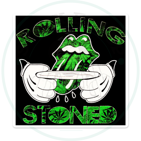 Rolling Stoned Green Sticker – sticker cut contour and Stick Em’ Up watermark