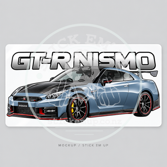 Nissan GT-R Nismo — Silver Line Vinyl Sticker — protected web preview using the Stick Em' Up watermark template; watermark is not printed