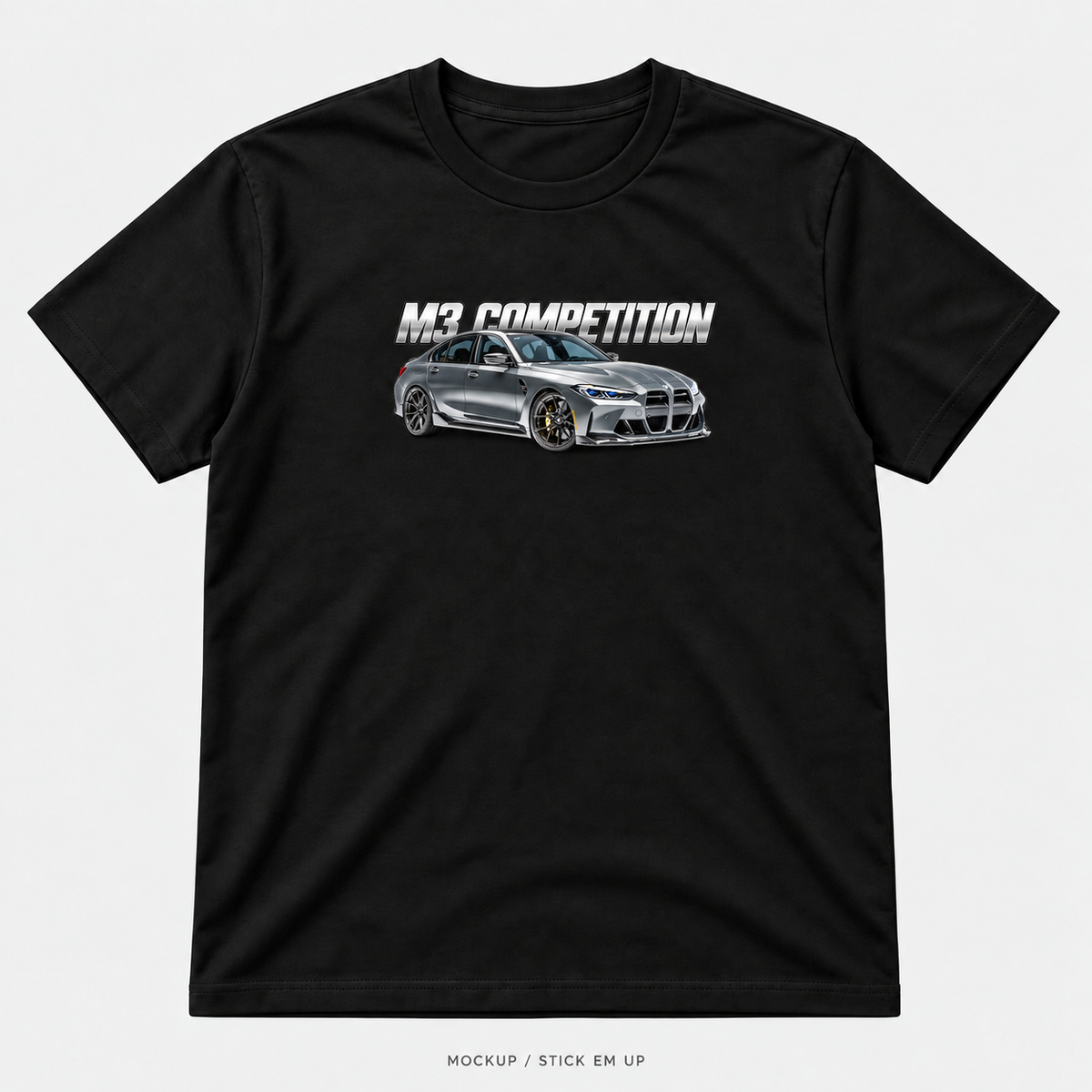 BMW M3 G80 Competition — Silver Line — Black T-Shirt
