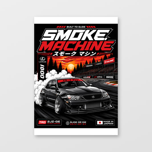 Lexus IS300 — Smoke Machine Poster displayed as an unframed wall print