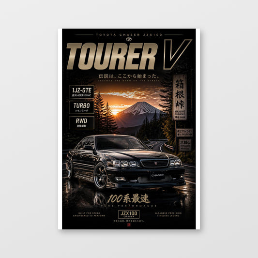 Toyota Chaser JZX100 — Tourer V Poster displayed as an unframed wall print