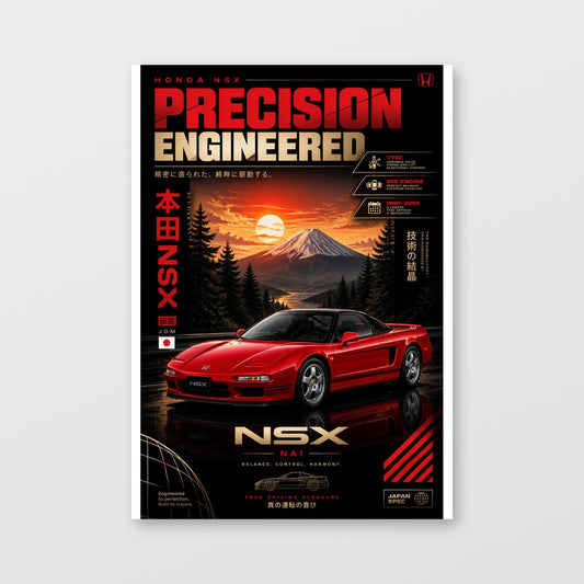 Honda NSX — Precision Engineered Poster displayed as an unframed wall print