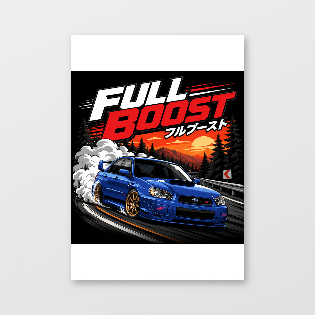 Subaru Impreza WRX STI — Full Boost Poster displayed as an unframed wall print