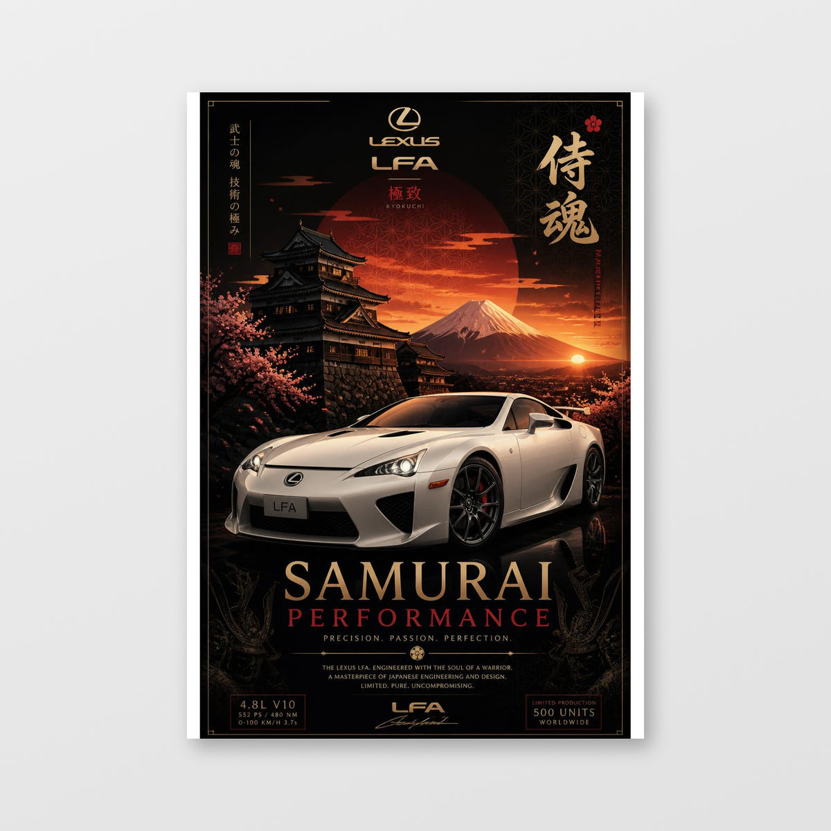 Lexus LFA — Samurai Performance Poster displayed as an unframed wall print