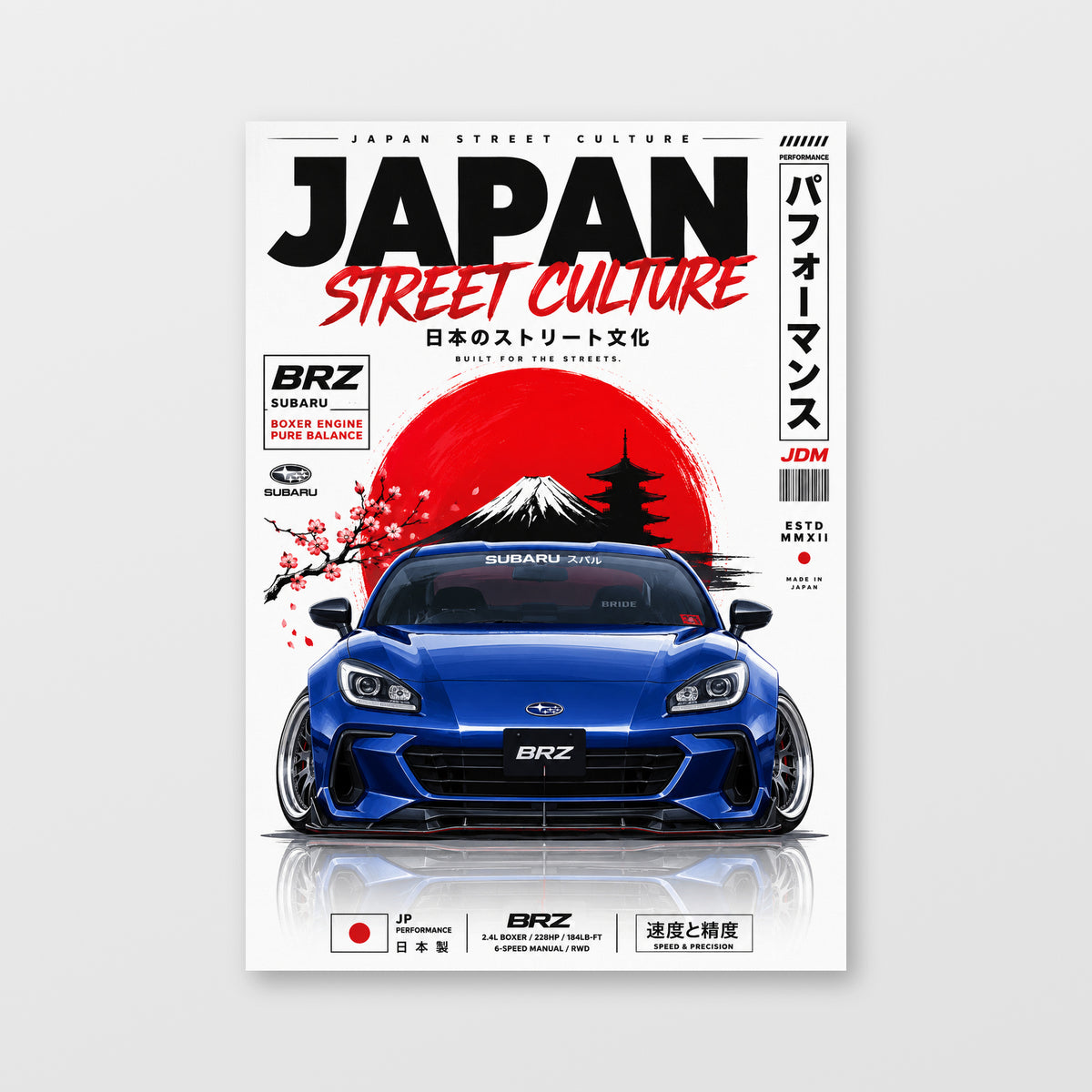 Subaru BRZ — Japan Street Culture Poster displayed as an unframed wall print