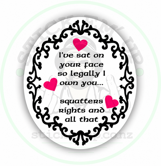 Squatters Rights Cheeky Heart Sticker — logo-watermarked preview