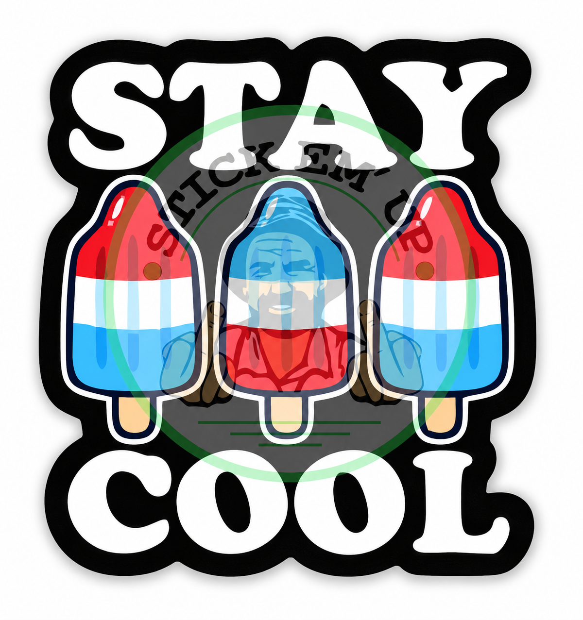 Stay Cool Ice Block Sticker — logo-watermarked preview