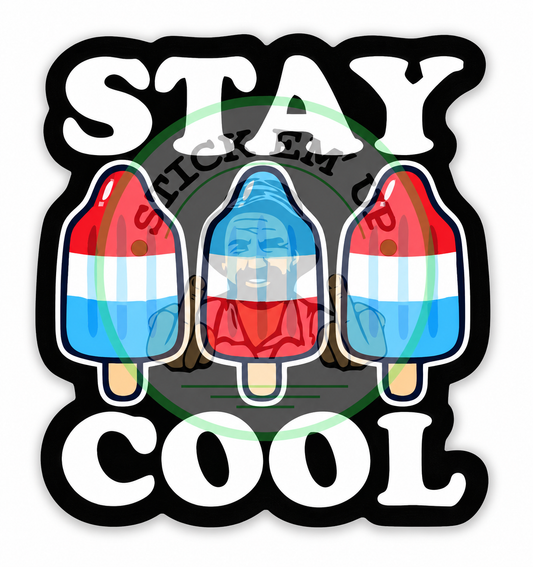 Stay Cool Ice Block Sticker — logo-watermarked preview