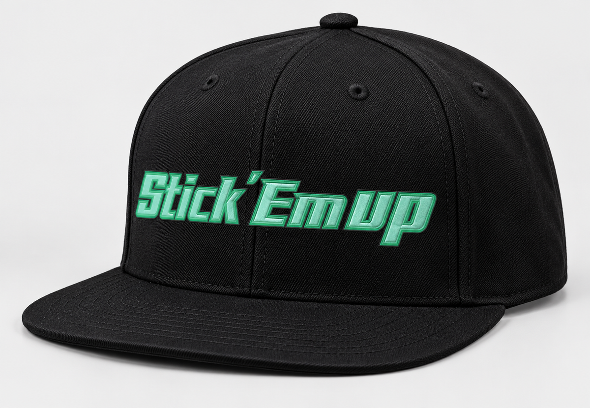 Stick Em' Up black snapback print-placement mockup