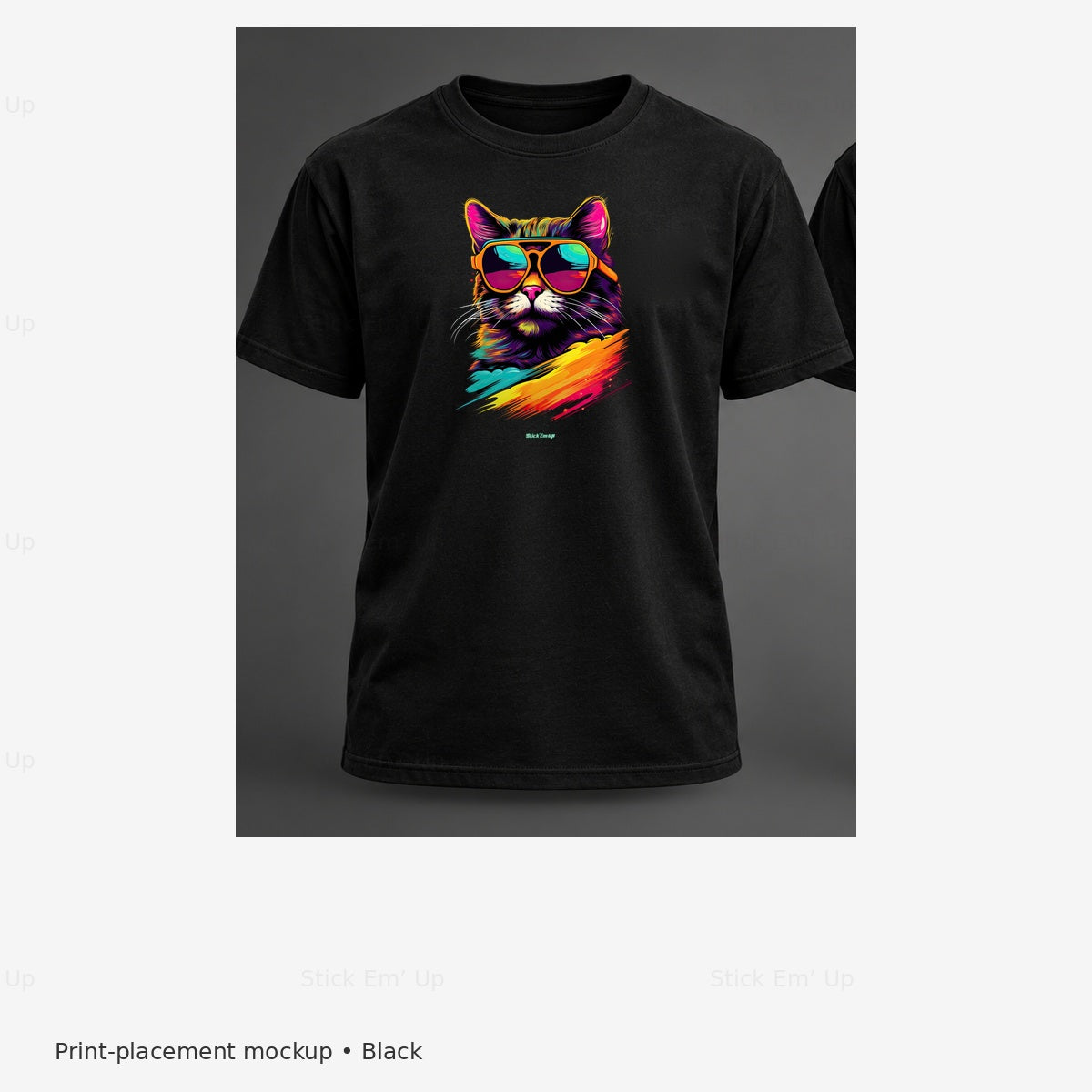 Rainbow Shades Cat T-Shirt — black mockup