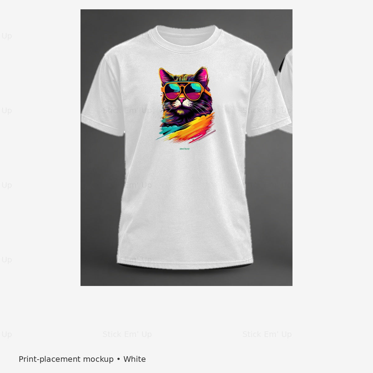 Rainbow Shades Cat T-Shirt — white mockup