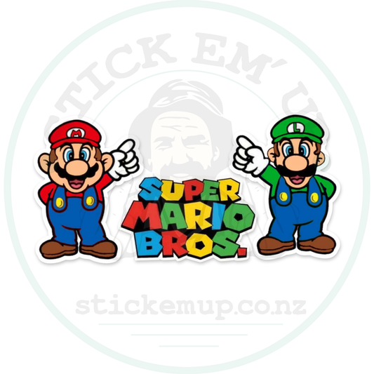 Super Mario bros – sticker cut contour and Stick Em’ Up watermark