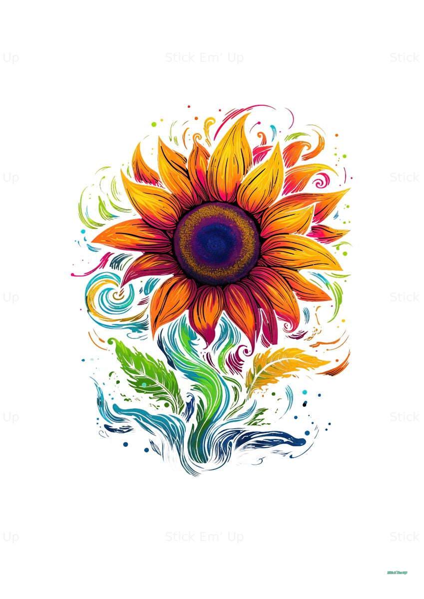 Rainbow Sunflower Art Print — print preview