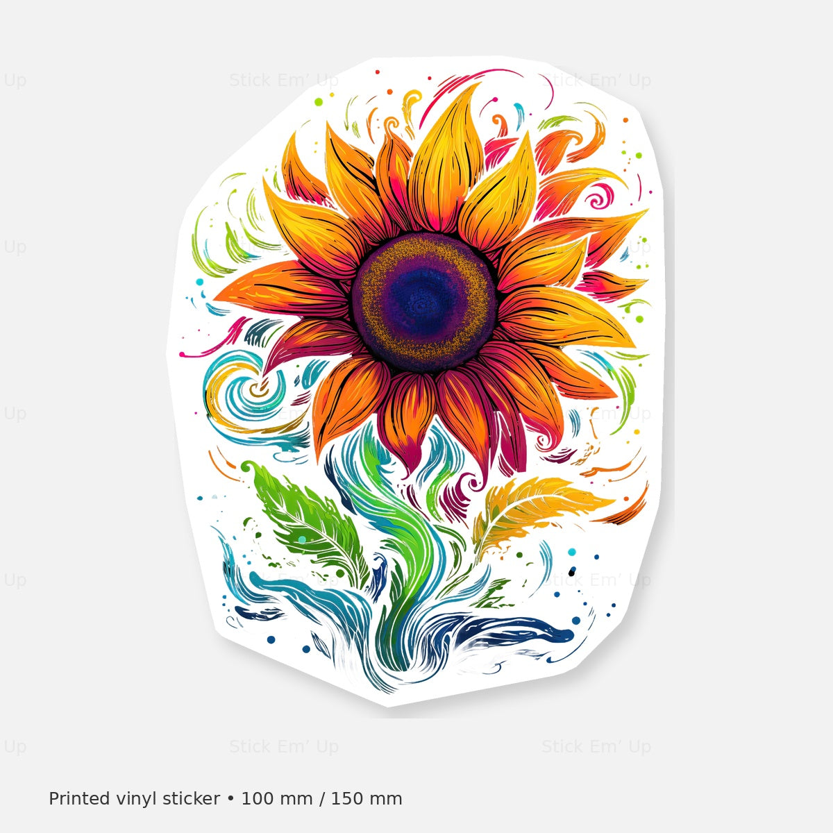 Rainbow Sunflower Sticker — sticker mockup