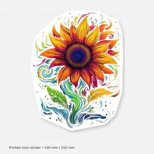 Rainbow Sunflower Sticker — sticker mockup
