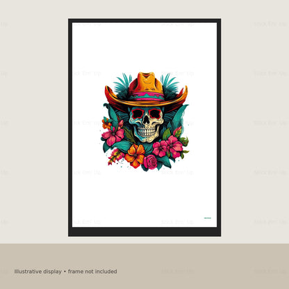 Tropical Cowboy Skull Art Print — print mockup