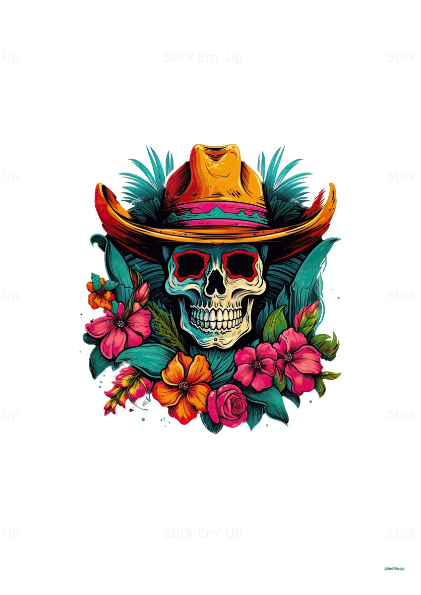 Tropical Cowboy Skull Art Print — print preview