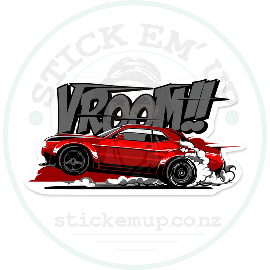 Vroom!! Drift Car Sticker – sticker cut contour and Stick Em’ Up watermark