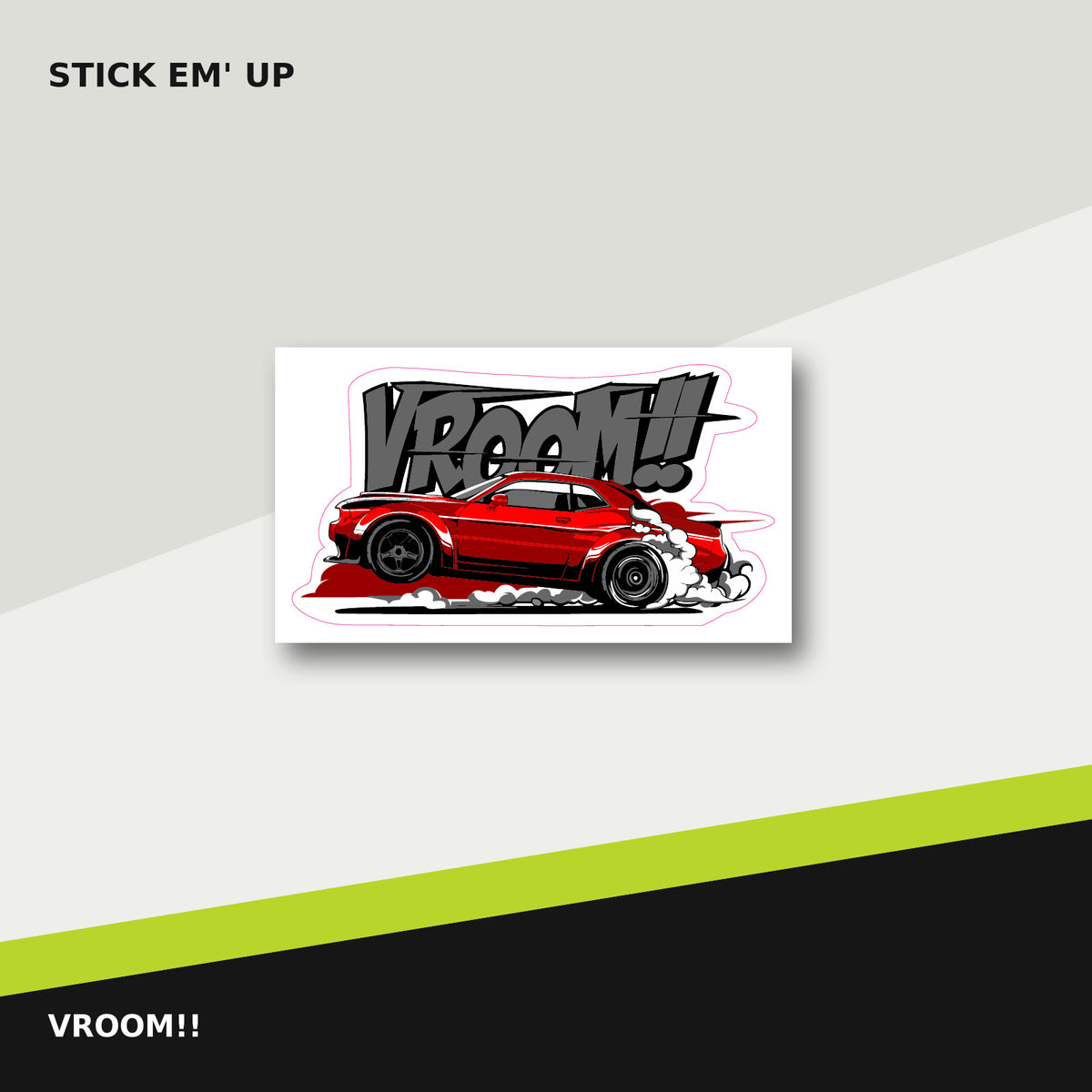 Vroom red drift car sticker