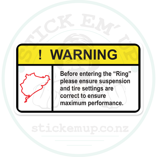 Warning! Ring sticker – sticker cut contour and Stick Em’ Up watermark